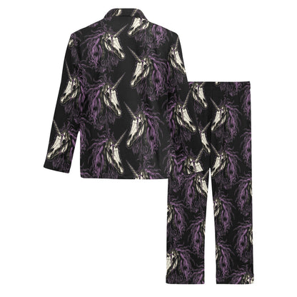 Unicorn Skull head Men's Long Pajama Set