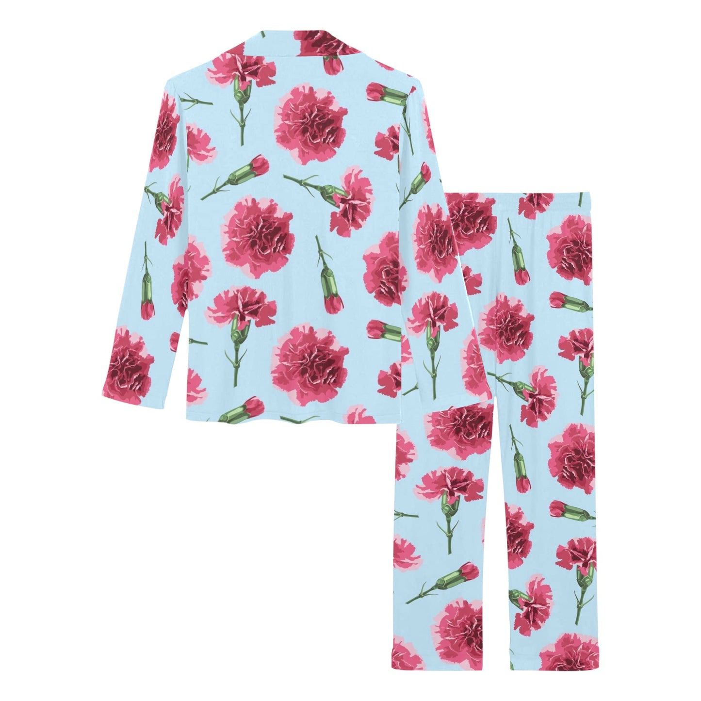 Carnations Pattern Print Design CN01 Women's Long Pajama Set