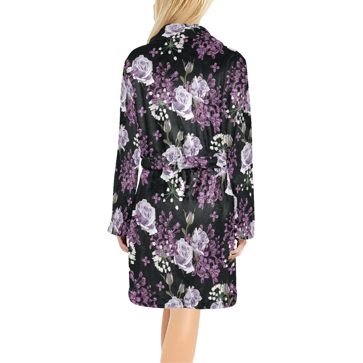Lilac Pattern Print Design LI04 Women's Fleece Robe