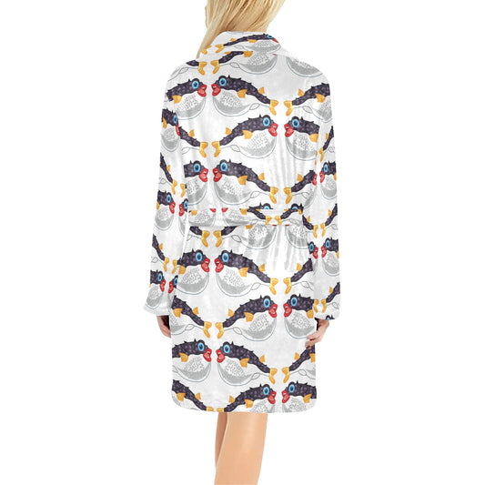 Fugu Pattern Print Design 03 Women's Fleece Robe