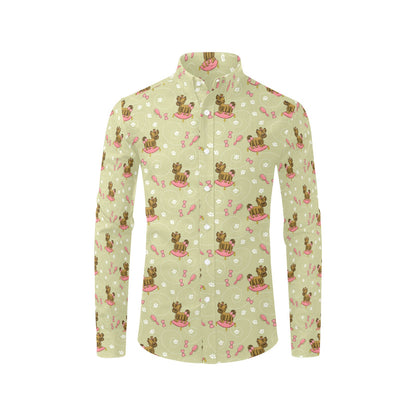 Yorkshire Cute Terriers Print Design LKS301 Men's Long Sleeve Dress Shirt