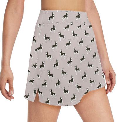 Siberian Huskies Print Design LKS301 17" Golf & Pickleball Skort with Pockets