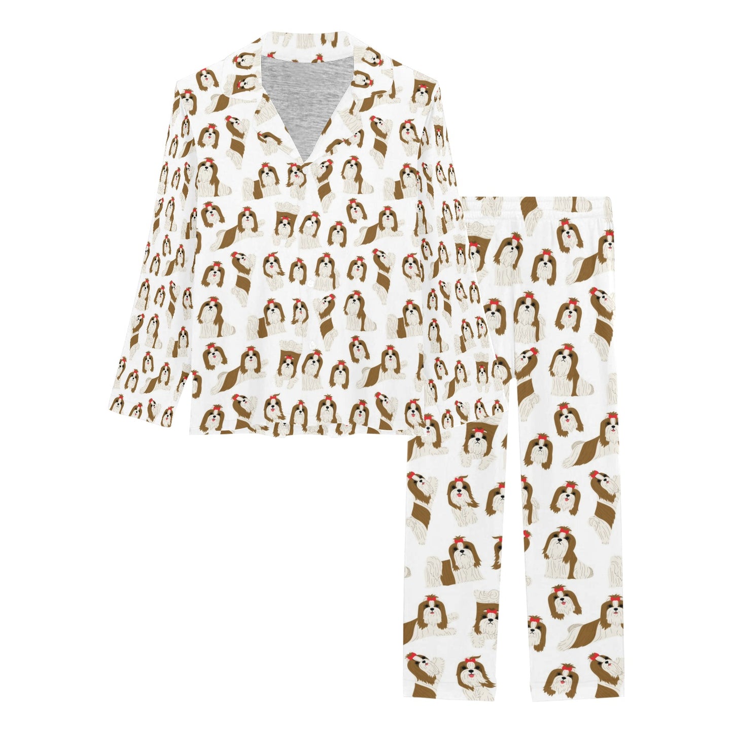 Shih Tzu Print Design LKS302 Women's Long Pajama Set