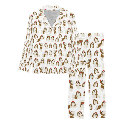 Shih Tzu Print Design LKS302 Women's Long Pajama Set