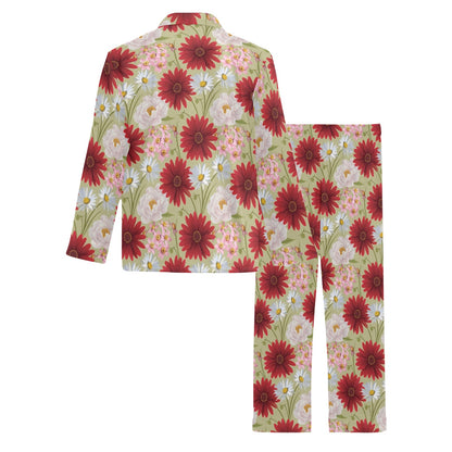 Gerberas Pattern Print Design GB07 Men's Long Pajama Set