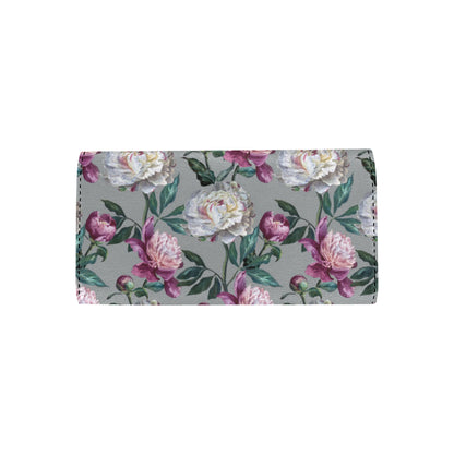 Peony Pattern Print Design PE01 Women's Trifold Wallet
