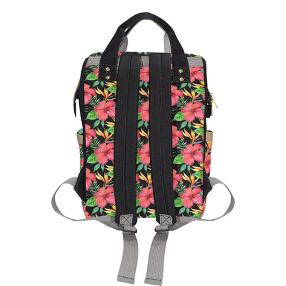 Red Hibiscus Pattern Print Design HB07 Diaper Bag Backpack