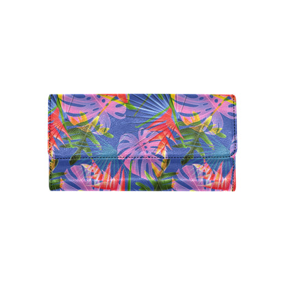 Tropical Flower Pattern Print Design TF025 Women's Trifold Wallet