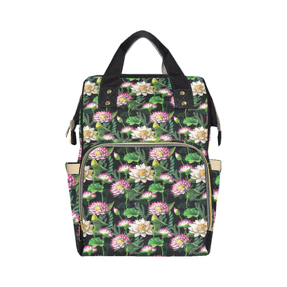 Water Lily Pattern Print Design WL010 Diaper Bag Backpack