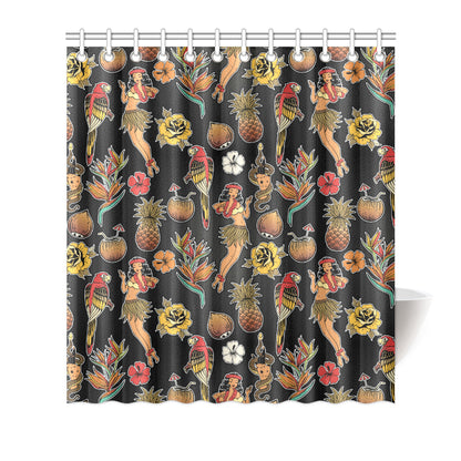 Hula Dancers Hawaiian Style Pattern Print Design 0 Shower Curtain