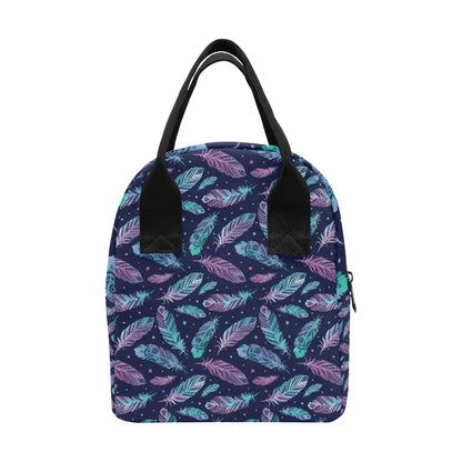 Feather Aztec Design Print Insulated Lunch Bag