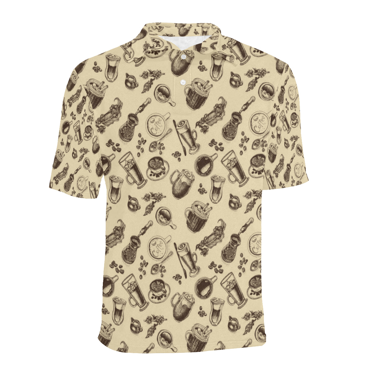 Coffee Pattern Print Design 05 Men Polo Shirt
