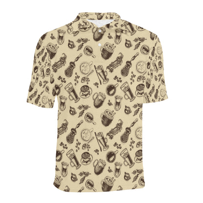 Coffee Pattern Print Design 05 Men Polo Shirt