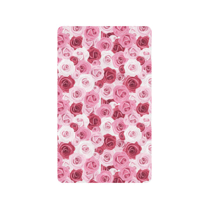 Pink Red Rose Pattern Print Rubber Doormat