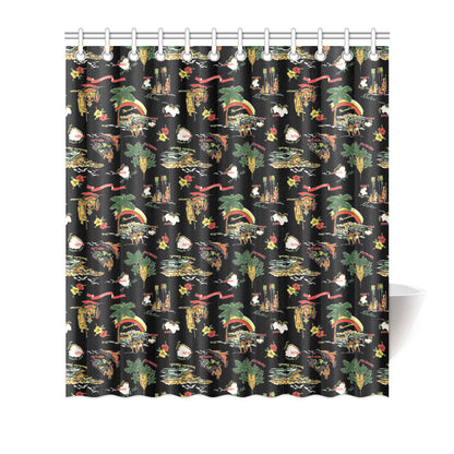 Hawaiian Island Themed Print Shower Curtain