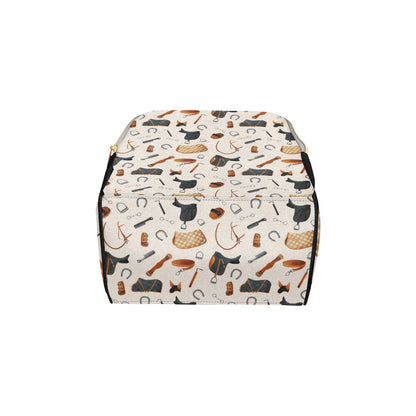 Equestrian Equipment Print Pattern Diaper Bag Backpack