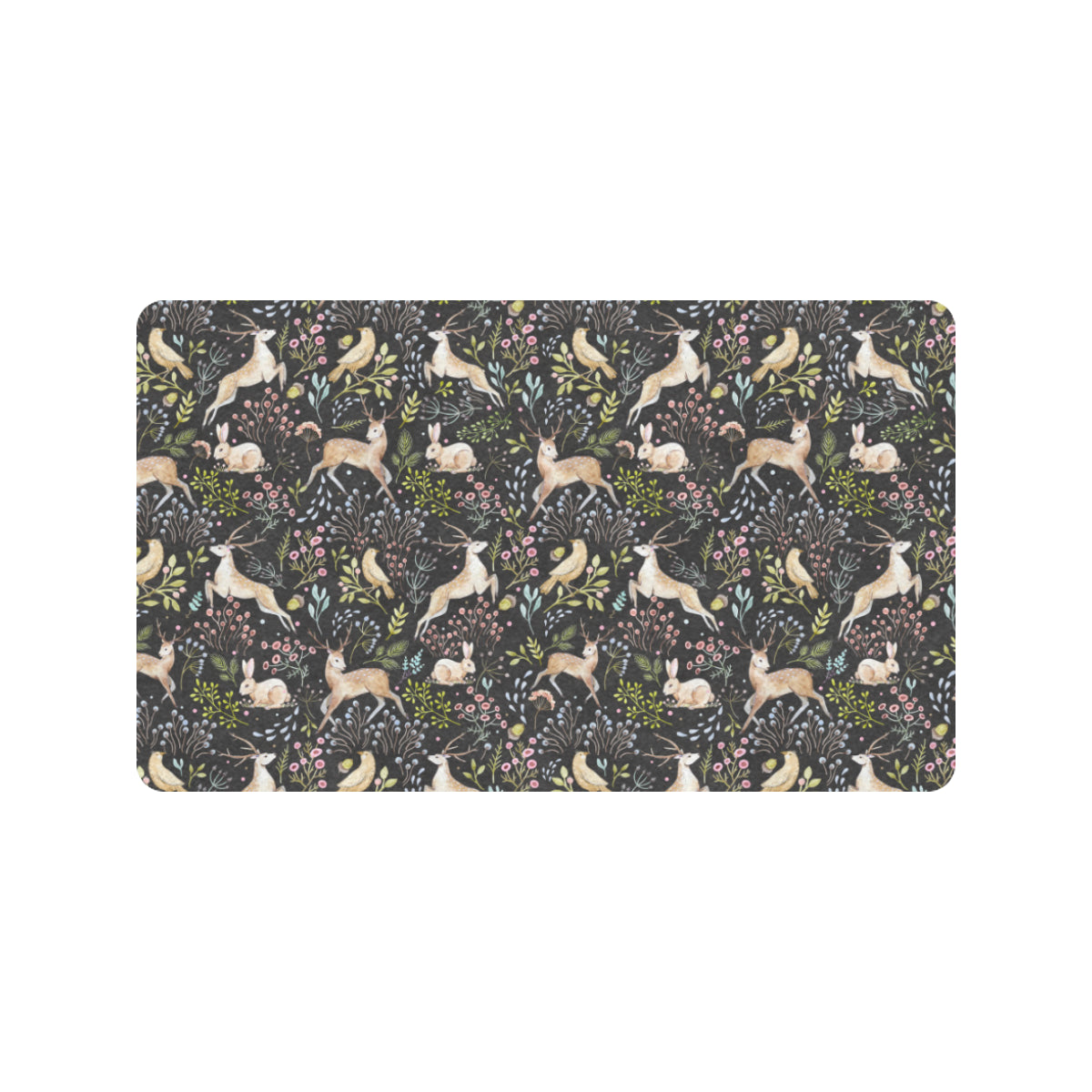 Deer Floral Jungle Rubber Doormat
