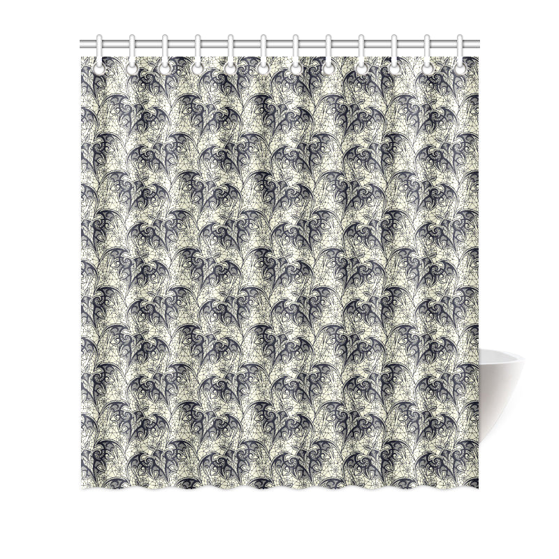 Bat Tribal Pattern Print Design 06 Shower Curtain