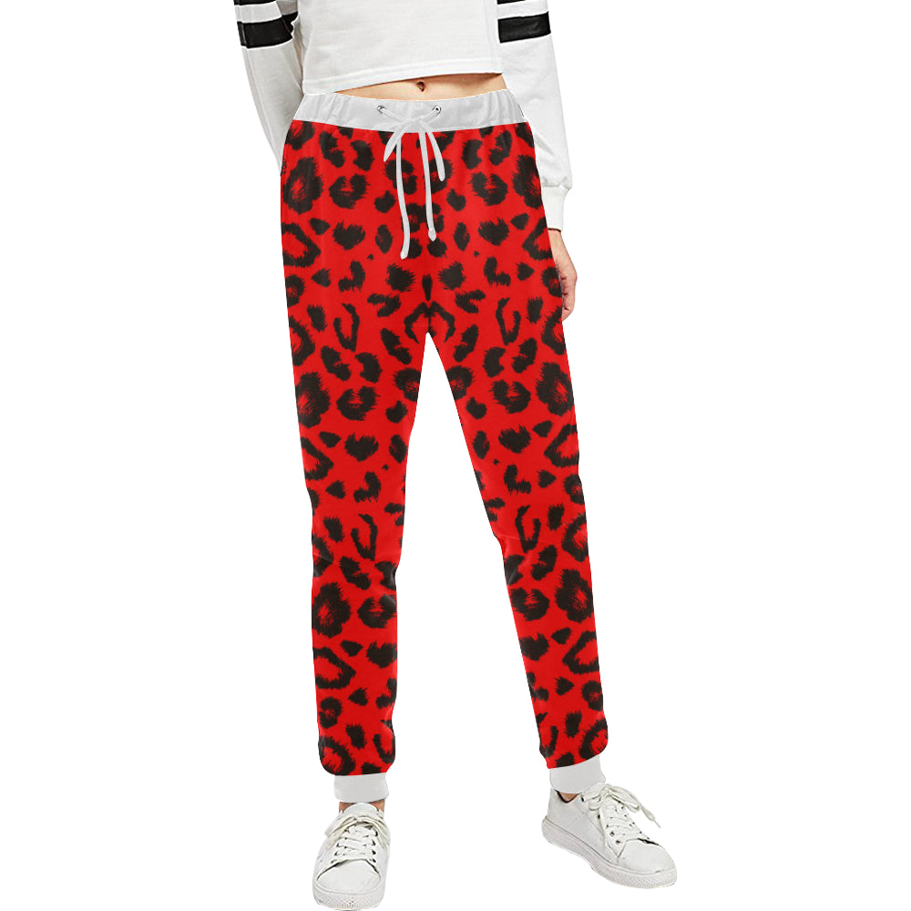 Leopard Red Skin Print Unisex Sweatpants
