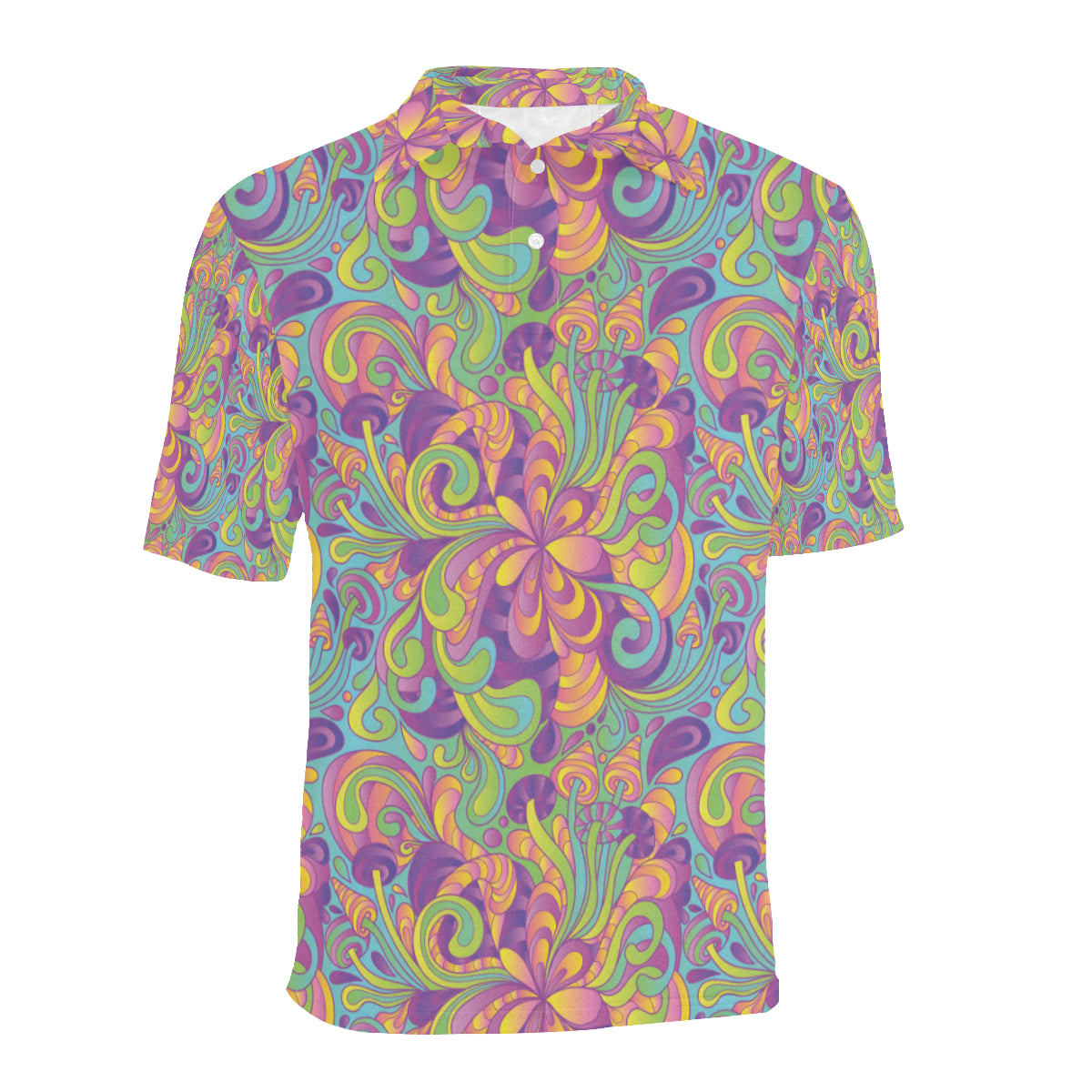 Psychedelic Mushroom Pattern Print Design A05 Men Polo Shirt