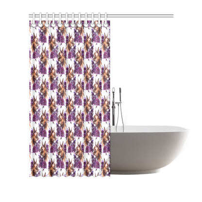 Chihuahua Purple Floral Shower Curtain