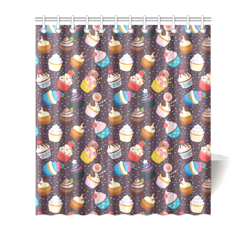 Cupcakes Party Print Pattern Shower Curtain