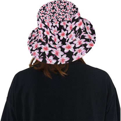 Pink Plumeria Pattern Print Design PM09 Unisex Bucket Hat