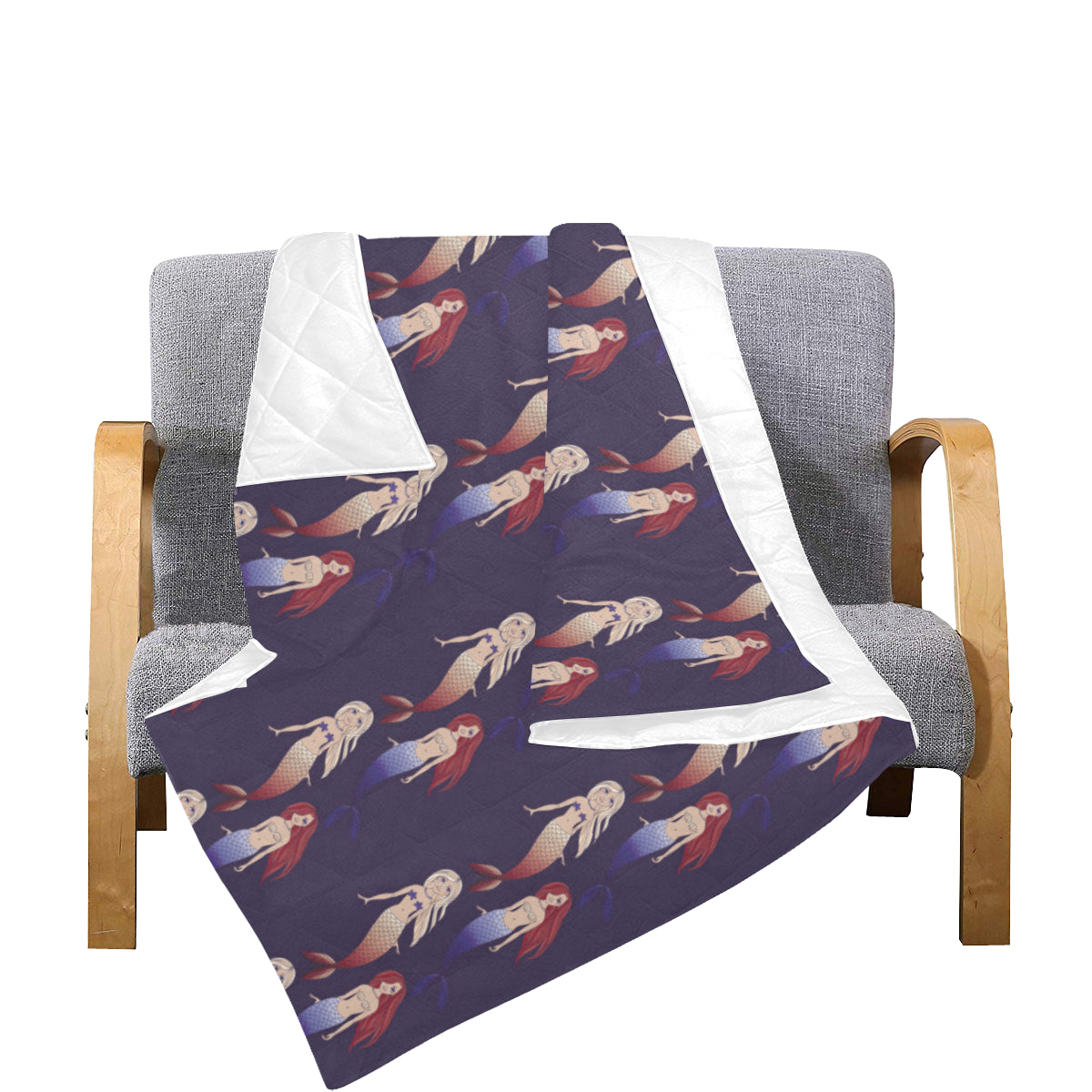 Mermaid Pattern Print Design 02 Premium Quilt