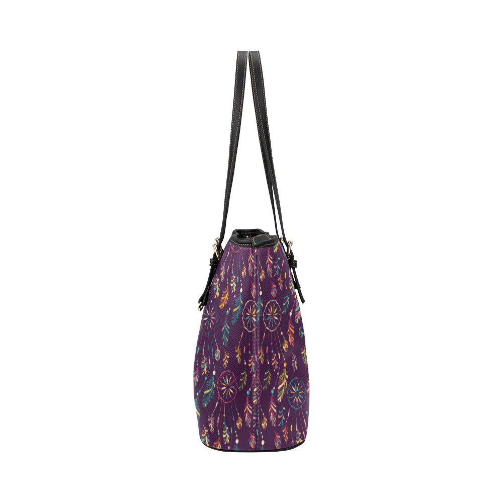 Dream Catcher Boho Design Leather Tote Bag
