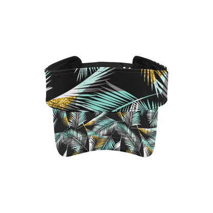 Gold Glitter Cyan Tropical Palm Leaves Unisex Sun Visor