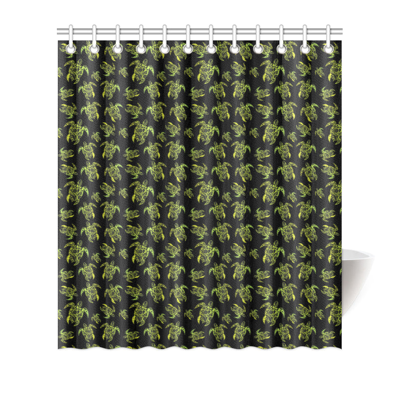 Green Tribal Turtle Polynesian Themed Shower Curtain