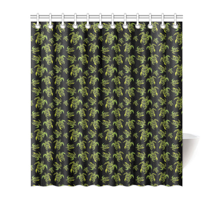 Green Tribal Turtle Polynesian Themed Shower Curtain
