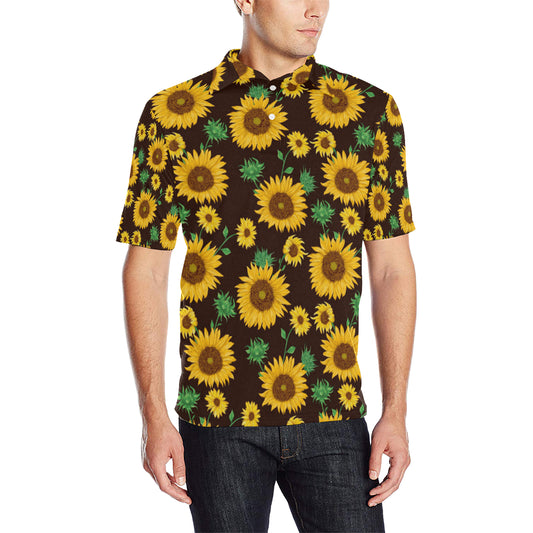 Sunflower Pattern Print Design SF01 Men Polo Shirt
