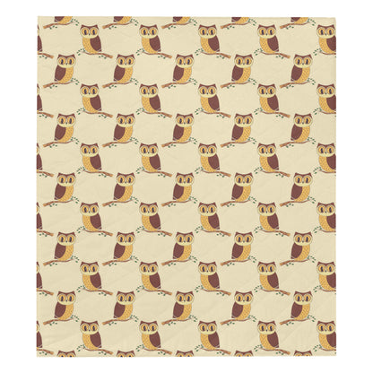 Owl Pattern Print Design A07 Premium Quilt