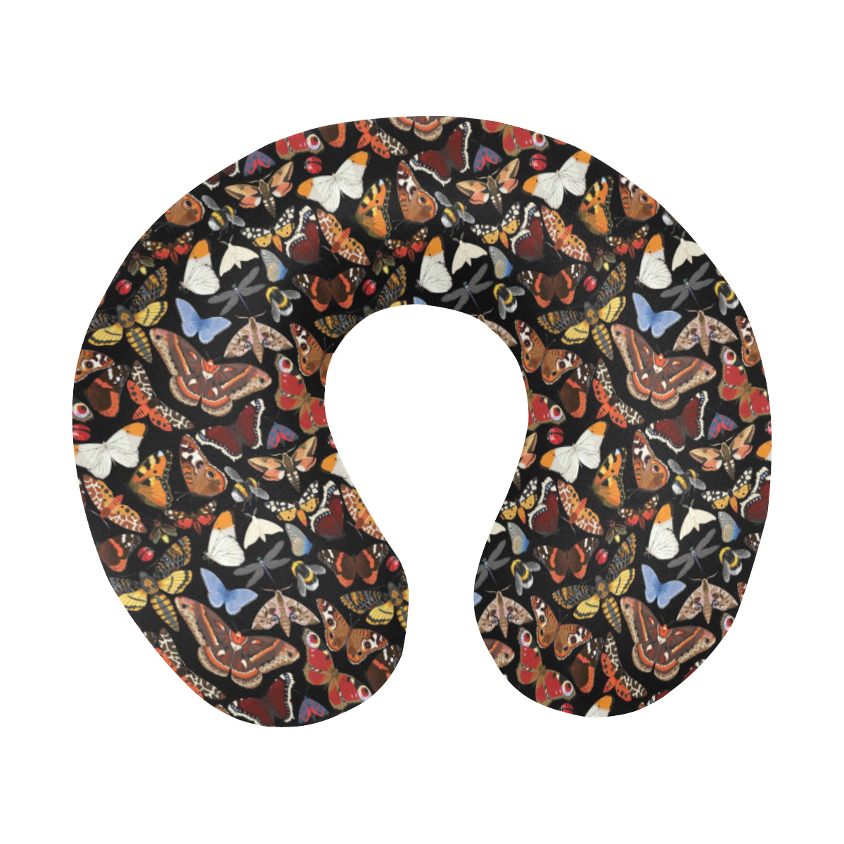 Butterfly Pattern Print Design 08 U-Shaped Travel Neck Pillow