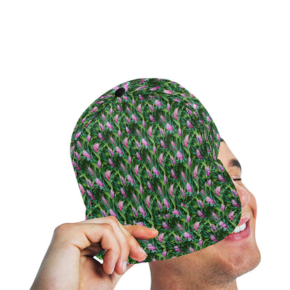 Tropical Folower Pink Heliconia Print Snapback Cap