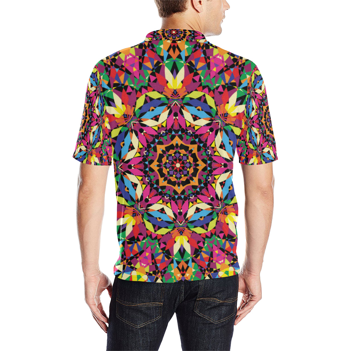 Kaleidoscope Pattern Print Design 02 Men Polo Shirt