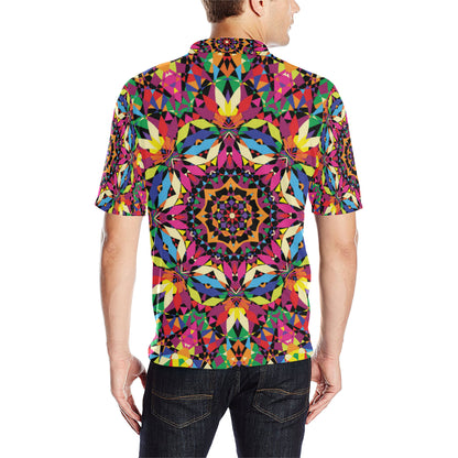 Kaleidoscope Pattern Print Design 02 Men Polo Shirt