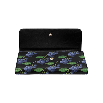 Blueberry Pattern Print Design BB01 Women's Trifold Wallet