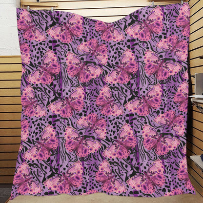 Purple Butterfly Leopard Premium Quilt