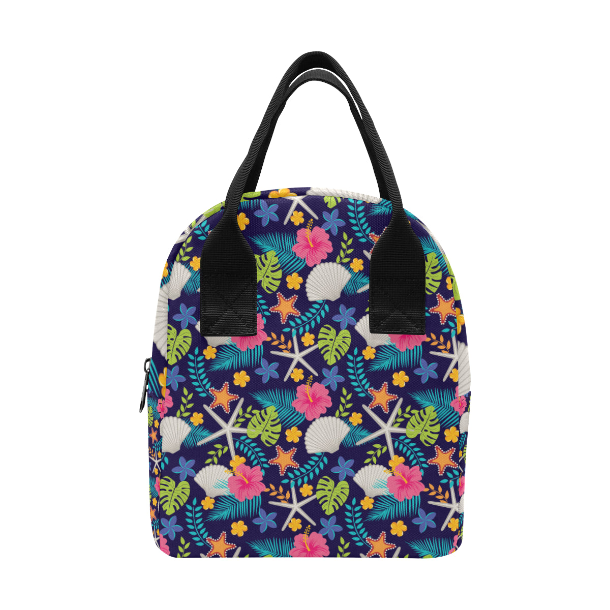 Beach Seashell Floral Theme Insulated Lunch Bag