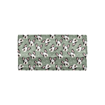 Boston Terrier Pattern Print Design 05 Women's Trifold Wallet