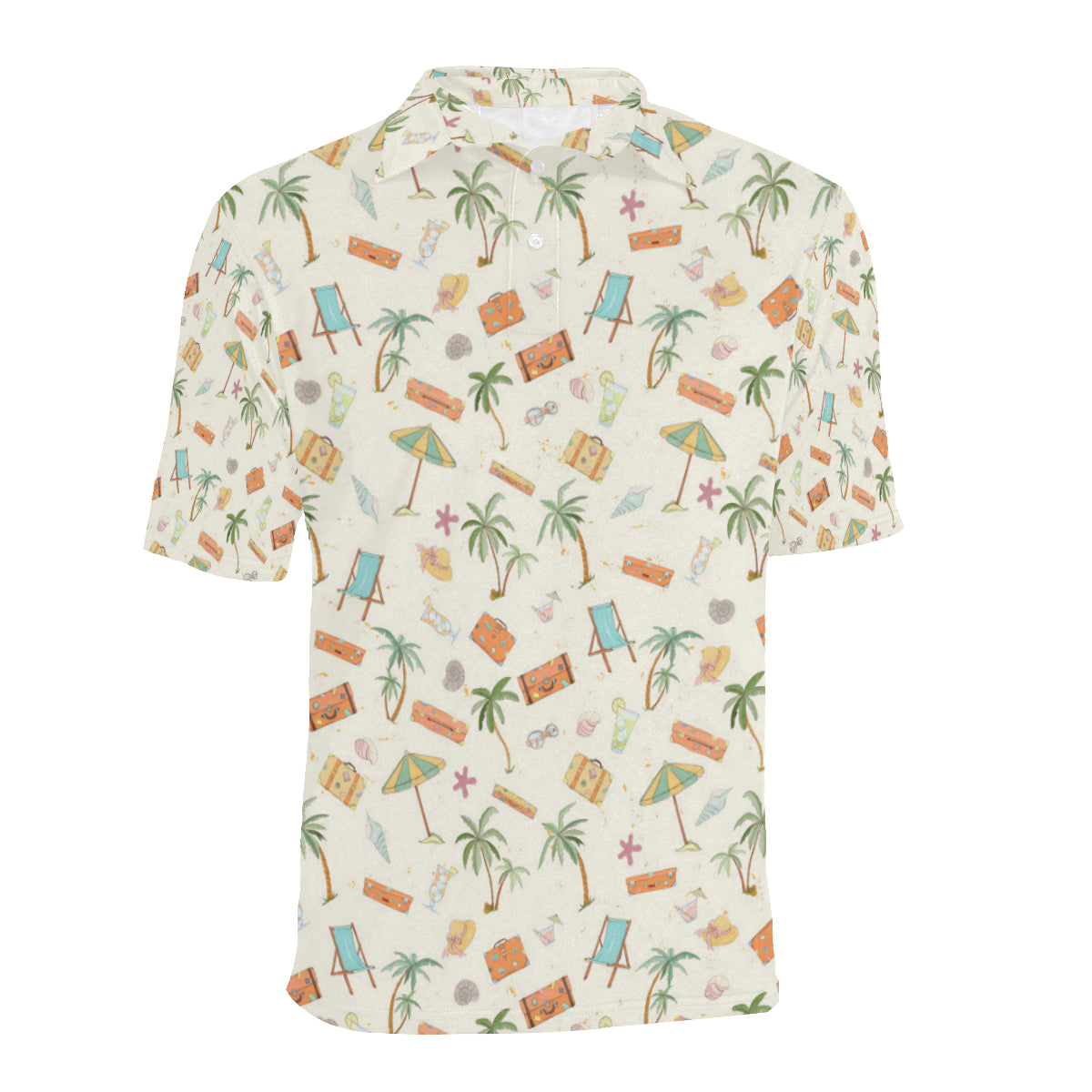 Beach Themed Pattern Print Design 05 Men Polo Shirt