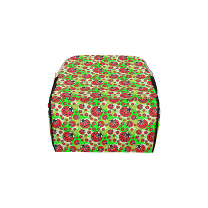 Ladybug with Leaf Print Pattern Diaper Bag Backpack