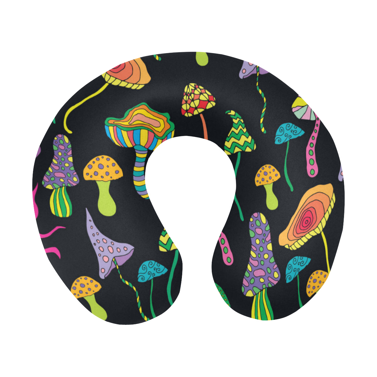 Psychedelic Mushroom Pattern Print Design A02 U-Shaped Travel Neck Pillow