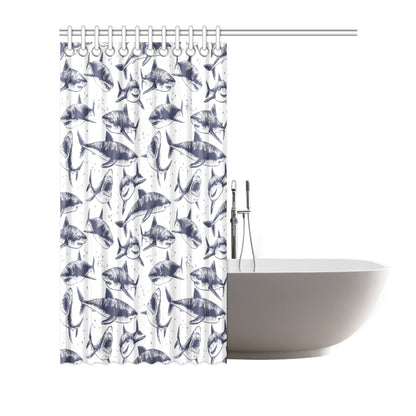 Great White Shark Pattern Print Design 02 Shower Curtain