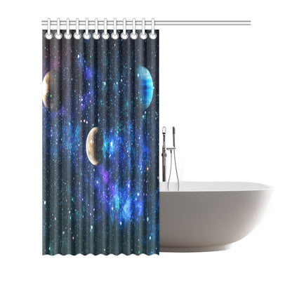 Galaxy Stardust Planet Space Print Shower Curtain