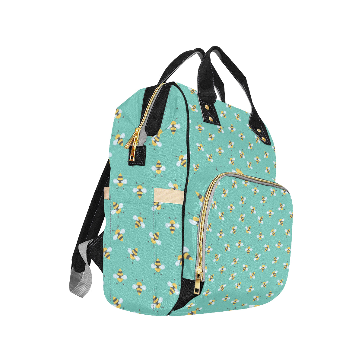 Bee Pattern Print Design 01 Diaper Bag Backpack