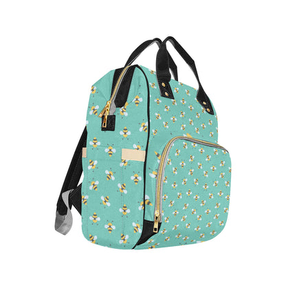 Bee Pattern Print Design 01 Diaper Bag Backpack