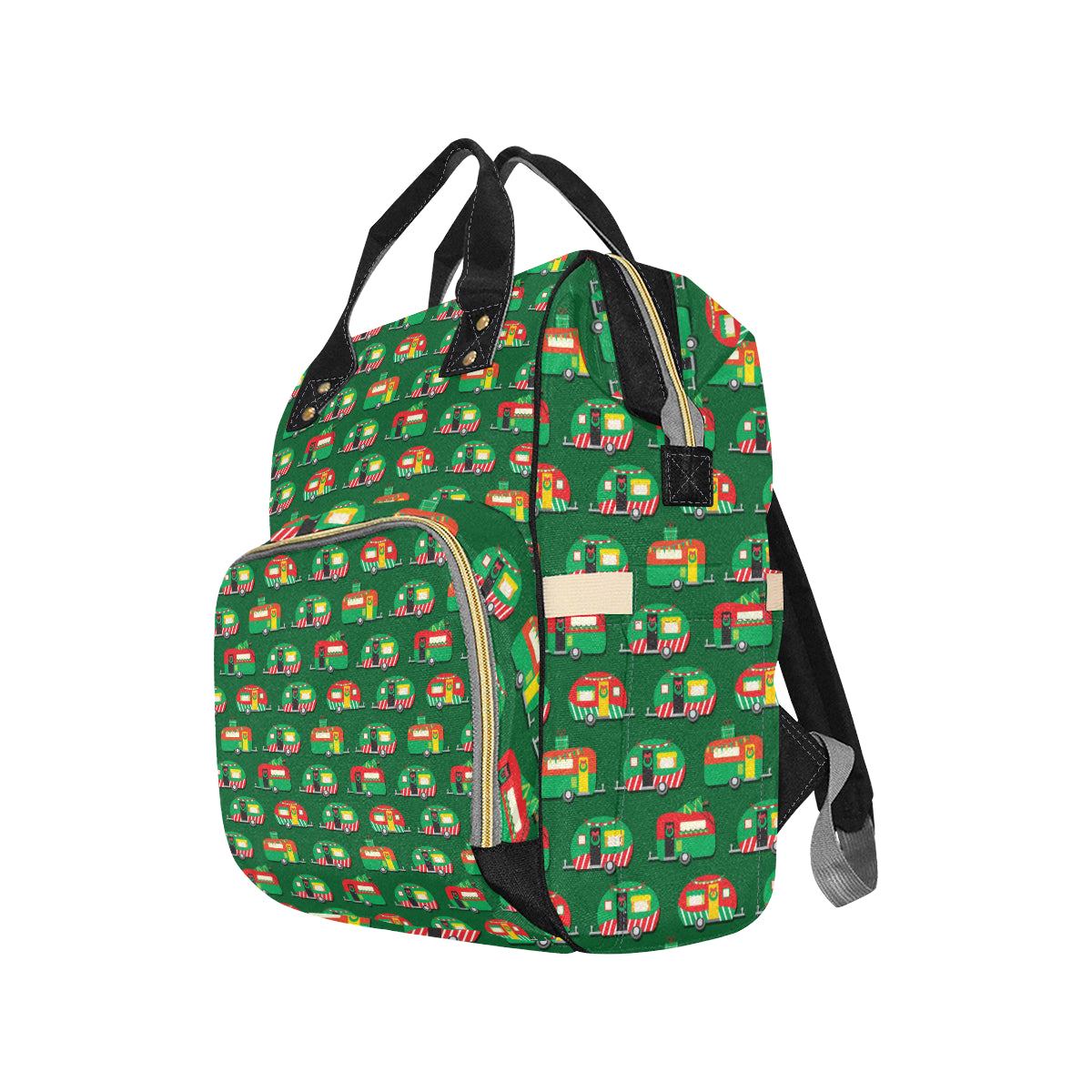 Camper Camping Christmas Themed Print Diaper Bag Backpack